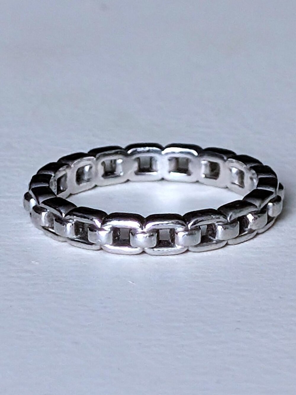 UNISEX Heavy Vintage Platinum 950 Chain Design 3MM Wide Wedding Band Ring 7.1 g.